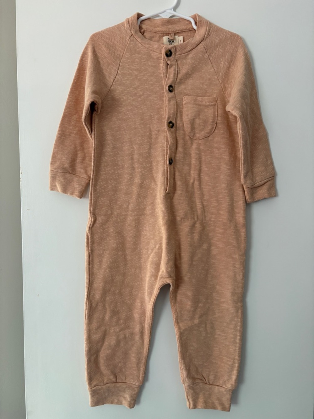 Nico Nico Blush Pink Baby Henley Romper